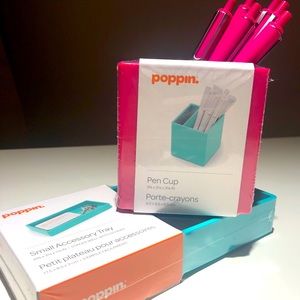 Acrylic Desk Set by Poppin + 6 gel liner pens